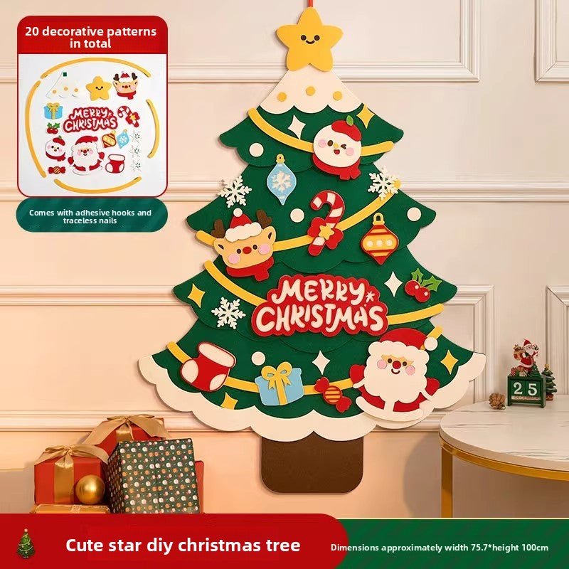 DIY Felt Christmas Tree Wall Decoration with LED Lights - shoppingstore25electronicSU00039294-DIYDIY